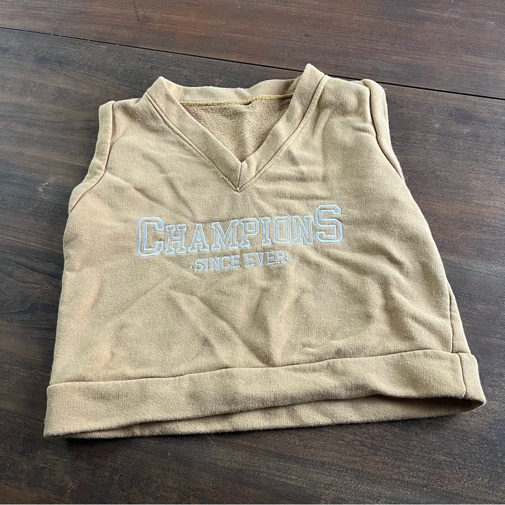 Sleeveless Sweatshirt-Style Crop Top